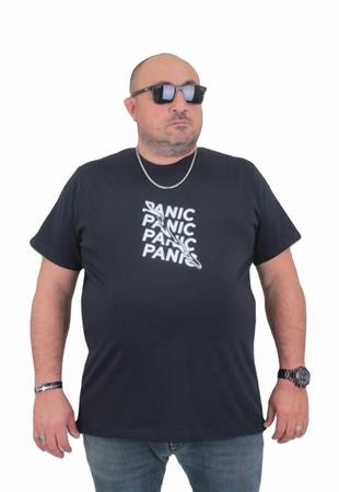 Starbattal Erkek Büyük Beden Sıfır Yaka Tişört Panic 24135 LACIVERT