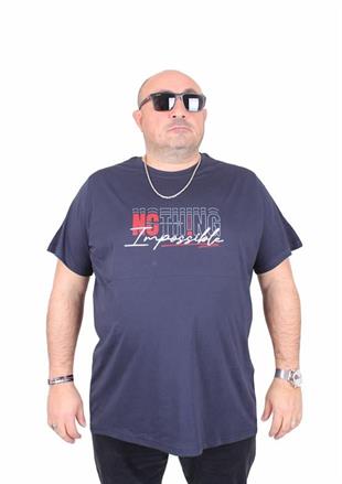 Starbattal Erkek Büyük Beden Sıfır Yaka Tişört impossible 25169 LACIVERT