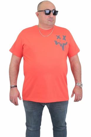 Starbattal Erkek Büyük Beden Sıfır Yaka Tişört New Generation 24130 Nar Çiçeği