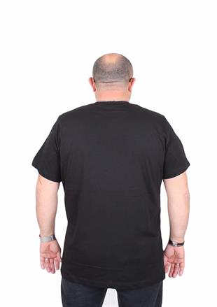Starbattal Erkek Büyük Beden Sıfır Yaka Tişört Awesome 25164 SIYAH
