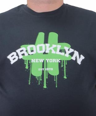 Starbattal Erkek Büyük Beden Sıfır Yaka Tişört Brooklyn 23175 LACIVERT