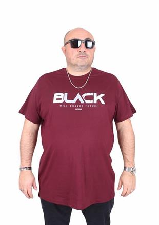 Starbattal Erkek Büyük Beden Sıfır Yaka Tişört Black 25176 MURDUM