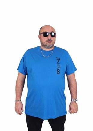 Starbattal Erkek Büyük Beden Sıfır Yaka Tişört Stand Up 25158 SAKS