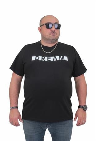 Starbattal Erkek Büyük Beden Sıfır Yaka Tişört Dream 24140 SIYAH