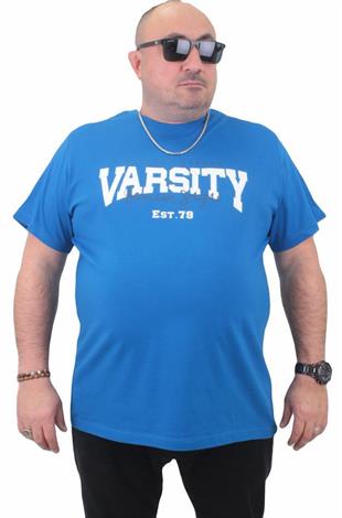 Starbattal Erkek Büyük Beden Sıfır Yaka Tişört Varsity 23184 SAKS