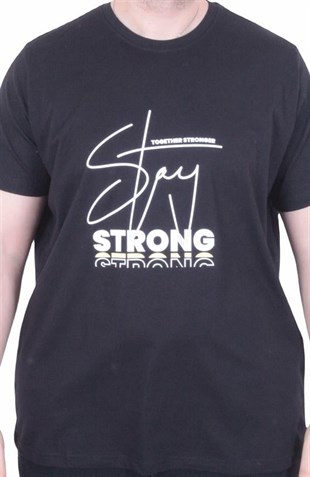 Starbattal Erkek Büyük Beden Sıfır Yaka Tişört Strong 26131 SIYAH