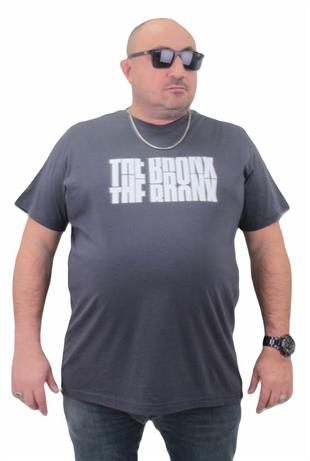 Starbattal Erkek Büyük Beden Sıfır Yaka Tişört The Bronx 23174 FUME
