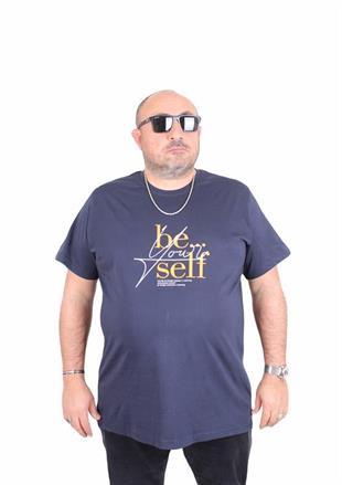 Starbattal Erkek Büyük Beden Sıfır Yaka Tişört Be Self 25149 LACIVERT