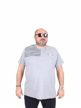Starbattal Erkek Büyük Beden Sıfır Yaka Tişört Want 25160 GRI MELANJ
