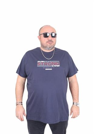 Starbattal Erkek Büyük Beden Sıfır Yaka Tişört Strong 25167 LACIVERT