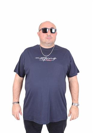 Starbattal Erkek Büyük Beden Sıfır Yaka Tişört Nothing 25173 LACIVERT