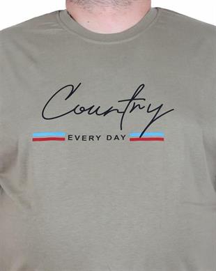 Starbattal Erkek Büyük Beden Sıfır Yaka Tişört Country 25174 HAKI