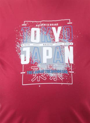 Starbattal Erkek Büyük Beden Sıfır Yaka Tişört Tokyo 23181 BORDO