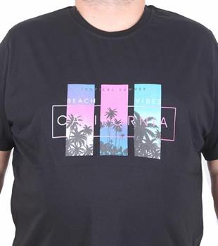 Starbattal Erkek Büyük Beden Sıfır Yaka Tişört California 25145 SIYAH