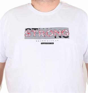 Starbattal Erkek Büyük Beden Sıfır Yaka Tişört Strong 25167 BEYAZ