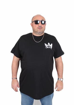 Starbattal Erkek Büyük Beden Sıfır Yaka Tişört King 25141 SIYAH