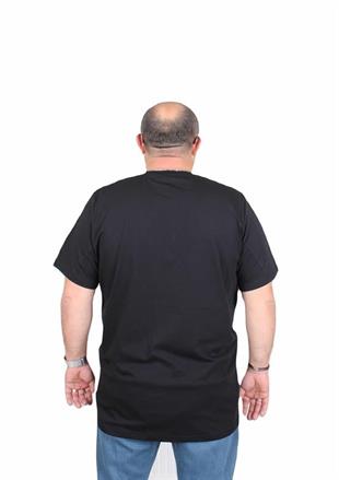 Starbattal Erkek Büyük Beden Sıfır Yaka Tişört Never 25165 SIYAH