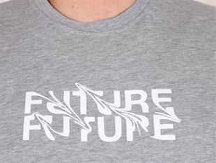 Starbattal Erkek Büyük Beden Sıfır Yaka Tişört The Future 25138 GRI MELANJ