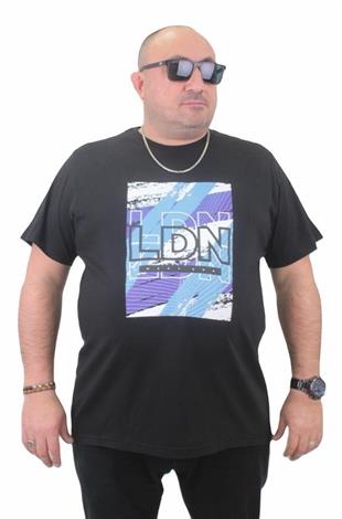 Starbattal Erkek Büyük Beden Sıfır Yaka Tişört LDN 23183 SIYAH
