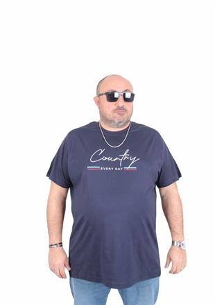 Starbattal Erkek Büyük Beden Sıfır Yaka Tişört Country 25174 LACIVERT