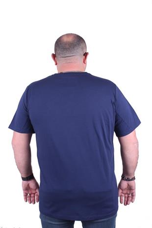 Starbattal Erkek Büyük Beden Sıfır Yaka Tişört LDN 23183 Marin