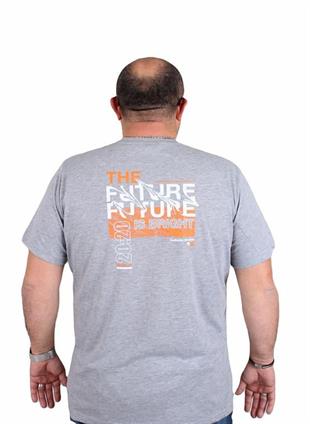 Starbattal Erkek Büyük Beden Sıfır Yaka Tişört The Future 25138 GRI MELANJ