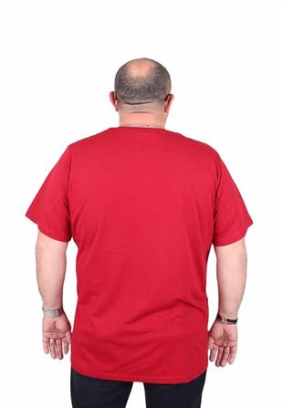 Starbattal Erkek Büyük Beden Sıfır Yaka Tişört Believe 25157 BORDO