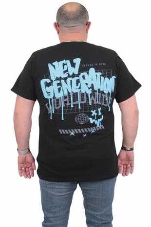 Starbattal Erkek Büyük Beden Sıfır Yaka Tişört New Generation 24130 SIYAH