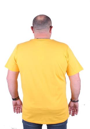 Starbattal Erkek Büyük Beden Sıfır Yaka Tişört DOP 23176 SARI