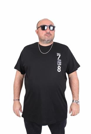Starbattal Erkek Büyük Beden Sıfır Yaka Tişört Stand Up 25158 SIYAH