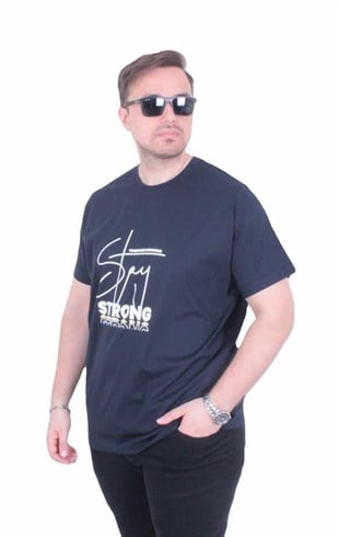Starbattal Erkek Büyük Beden Sıfır Yaka Tişört Strong 26131 LACIVERT