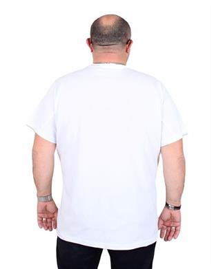 Starbattal Erkek Büyük Beden Sıfır Yaka Tişört Only Cool 25177 BEYAZ