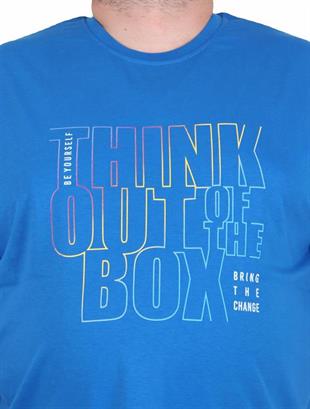 Starbattal Erkek Büyük Beden Sıfır Yaka Tişört Think Out Box 25163 SAKS