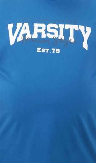 Starbattal Erkek Büyük Beden Sıfır Yaka Tişört Varsity 23184 SAKS