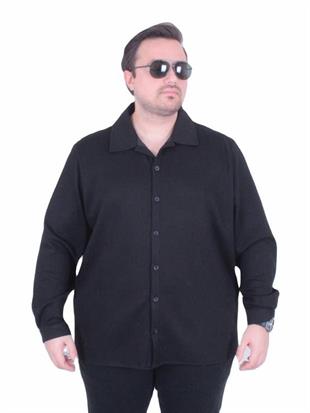 Starbattal Erkek Büyük Beden Uzun Kollu Gömlek 25727 SIYAH
