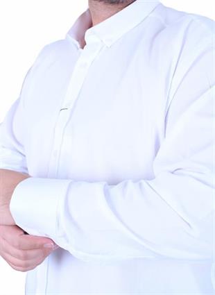 Starbattal Erkek Büyük Beden Yaka Düğmeli Cepsiz Gömlek 11357 BEYAZ