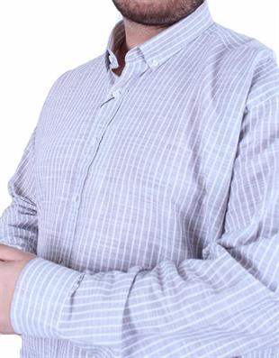 Starbattal Erkek Büyük Beden Yaka Düğmeli Cepsiz Çizgili Gömlek 11362 S.KAHVE