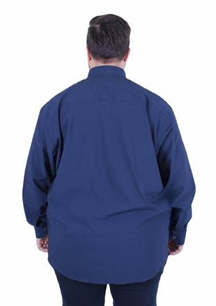 Starbattal Erkek Büyük Beden Yaka Düğmeli Cepsiz Armürlü  Gömlek 11359 LACIVERT