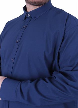 Starbattal Erkek Büyük Beden Yaka Düğmeli Cepsiz Armürlü  Gömlek 11359 LACIVERT