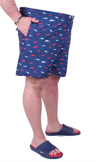 Erkek Büyük Beden Deniz Şortu Shark 23676 LACIVERT