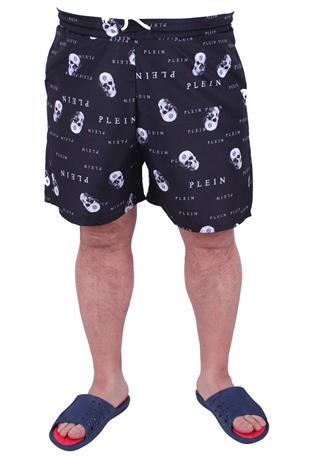 Erkek Büyük Beden Deniz Şortu Skull 23675 SIYAH