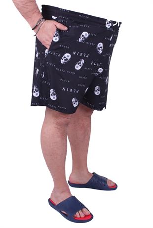 Erkek Büyük Beden Deniz Şortu Skull 23675 SIYAH