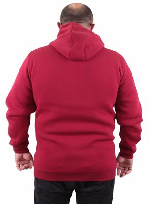Erkek Büyük Beden Kapuşonlu Sweat TH 23214 BORDO