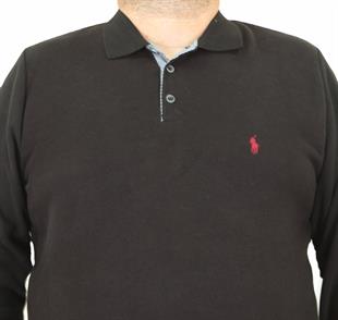 Erkek Büyük Beden Polo Yaka Sweat LR 24403 SIYAH