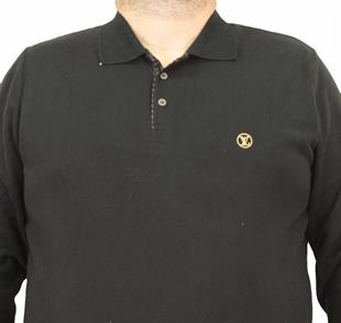 Erkek Büyük Beden Polo Yaka Sweat LV 24406 SIYAH