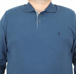 Erkek Büyük Beden Polo Yaka Sweat LR 24403 Marin