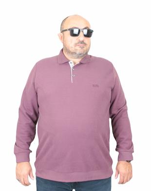 Erkek Büyük Beden Polo Yaka Sweat BSS 24404 Eflatun