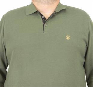 Erkek Büyük Beden Polo Yaka Sweat LV 24406 HAKI