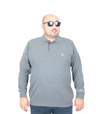 Erkek Büyük Beden Polo Yaka Sweat LV 24406 ANTRASIT