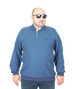 Erkek Büyük Beden Polo Yaka Sweat BSS 24404 Marin